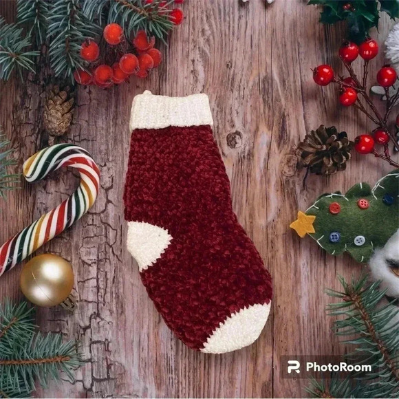 Red Velvet Christmas Stockings - Handmade Stockings -‎ Farmhouse Stockings - Picture 1 of 2
